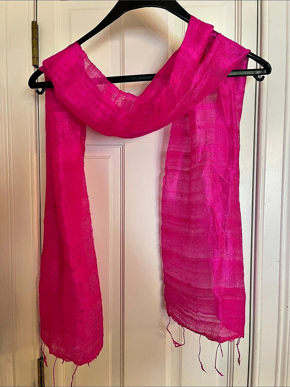 Handcrafted 100% Organic Raw Mulberry Silk Scarf – Vibrant Fuchsia Pink